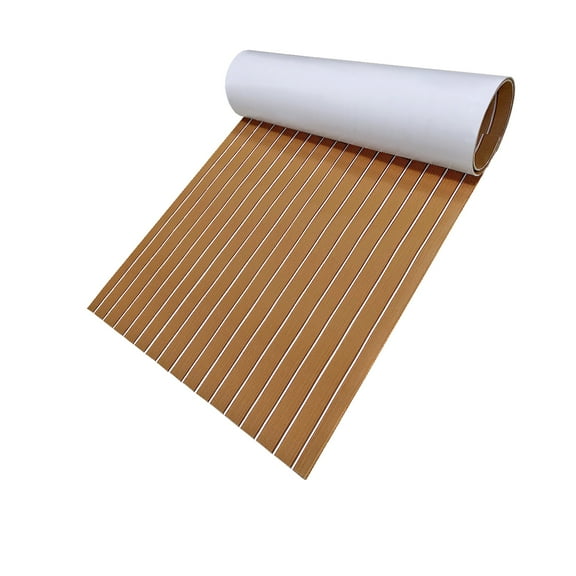 HJDECK 94"× 35" EVA Foam Boat Decking Sheet Faux Teak Decking Self-Adhesive Marine Yacht RV Swimming Pool Boat Flooring Sheet Thick Non-Skid