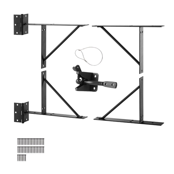 (HJG)--Gate Corner Brace Bracket, Anti Sag Gate Frame Hardware Kit, Gate Frame Brace Bracket With Latch Lock, Latch Lock Rope, For Shed Doors, Corral Gates, Driveway Gates, Stable Gates, Iron, Black;