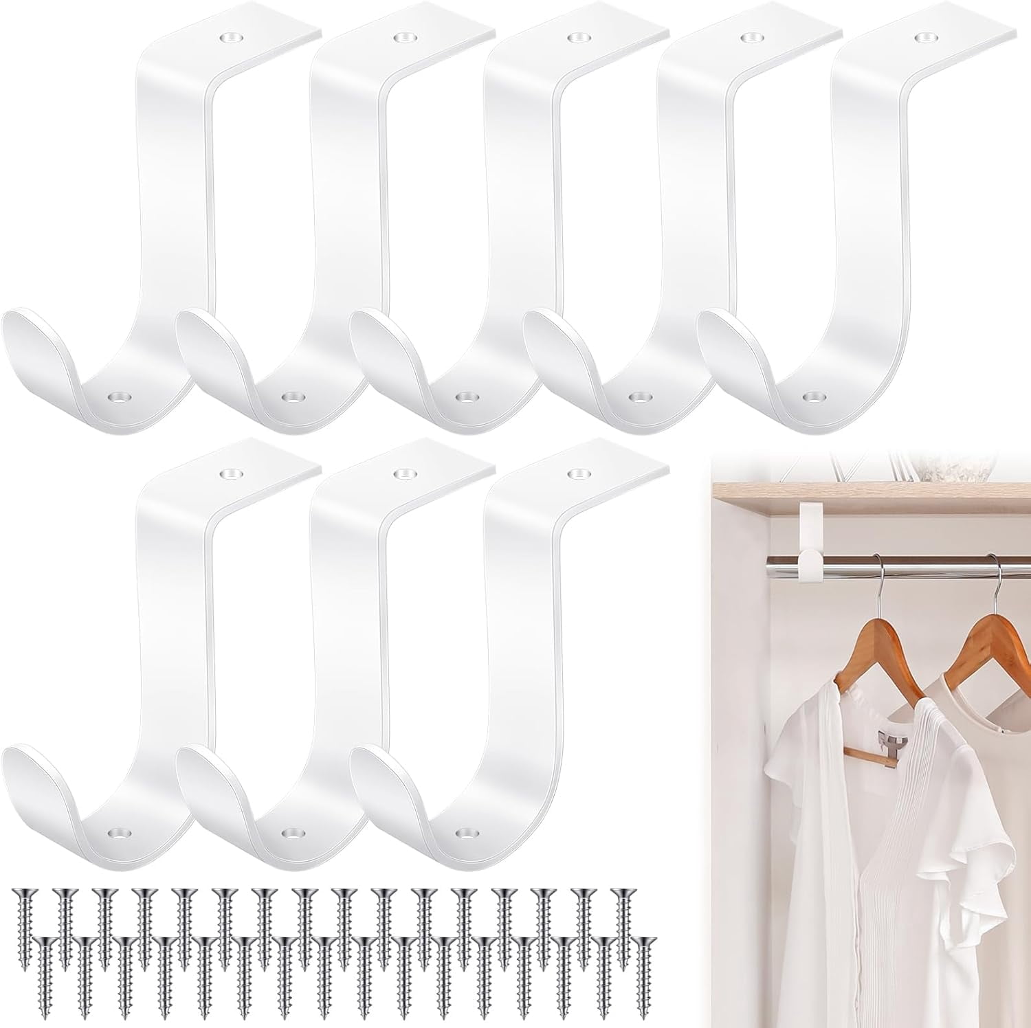 Wall Mount Rode HJHJGGD 8 Pcs Closet Rod Bracket Heavy Duty Wall Mount Rod Brackets ...