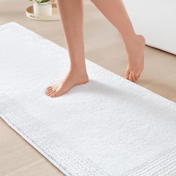 HJJHDD Splendor Reversible White Bath Runner 24 x 72 Soft 100% Cotton Rug