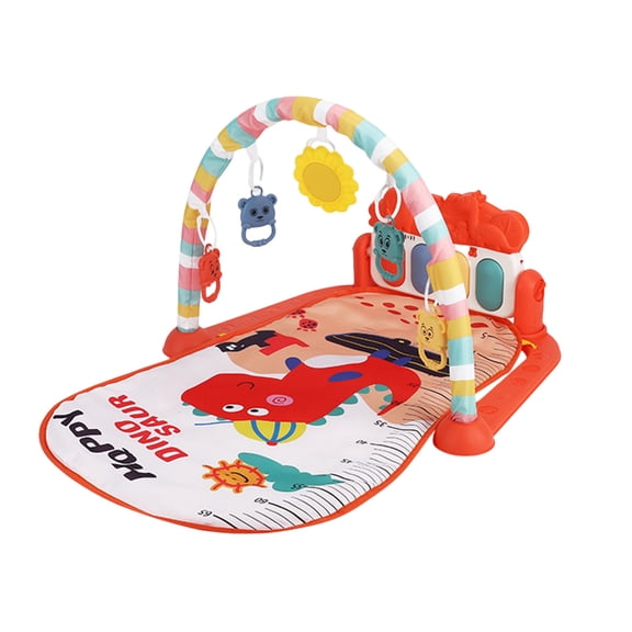 HJJLRH 2 In 1 Baby Kick and Play Piano Gym Mat Rack, Fitness Rack with Hanging Rattles Lights & Musical Keyboard Mat, Multi Function Crawling Mat Early Educational Toy for 0 18 Months