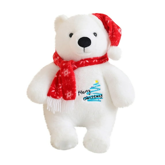 HJJLRH Bear Stuffed Animal, Bear Plush Toy w/Christmas Hat, Christmas Cute Plush Bear, Decor, Gift for Kids Boys Girls Age 3+