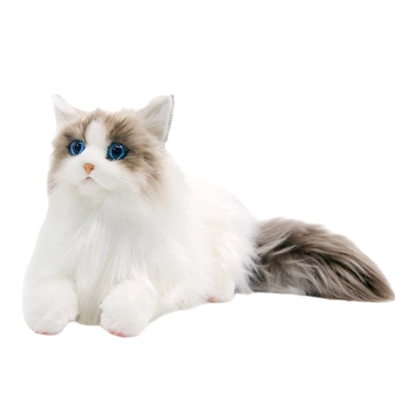 HJJLRH Interactive Companion Robot Cat Pets, Handmade Weighted Stuffed Animals, Cat Plush Toy, Realistic Heartbeat and Purring, Ragdoll Cat