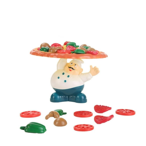 HJJLRH Pizza Game,Tabletop Balancing Pizza Toy, Pizza Pile-Up for 2-4 Players,Fun for Family & Friends Desktop Double Game Gift (Includes: Dice Chef Pizza Plate 34 Pieces of Food)