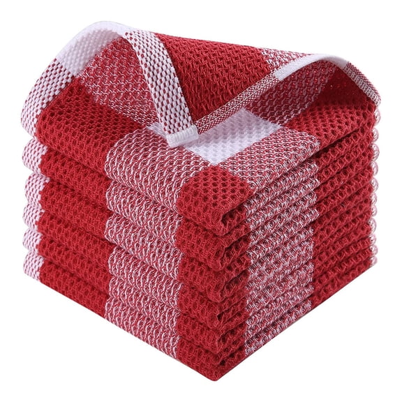 HJJLRH Premium Kitchen Towels | Large Cotton Dish Towels | Flat & Terry Highly Absorbent Kitchen Linen Set Ideal for Cleaning Absorbent Kitchen Towels for Heavy Duty Stain Removal