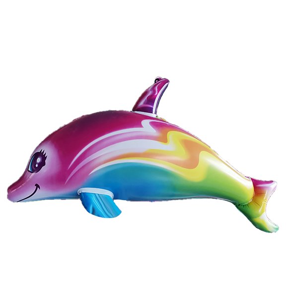HJJLRH Rainbow Dolphin Inflate, Summer Inflatable Pool Toys Colorful Inflatable Dolphin for Beach Birthday Party Decoration Poolside Aquatic Themed Decor