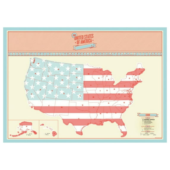 HJJLRH Scratch Off USA Map Poster, United States Map with Unique Accessories Set, Personalized Travel Poster, Gift for Travelers