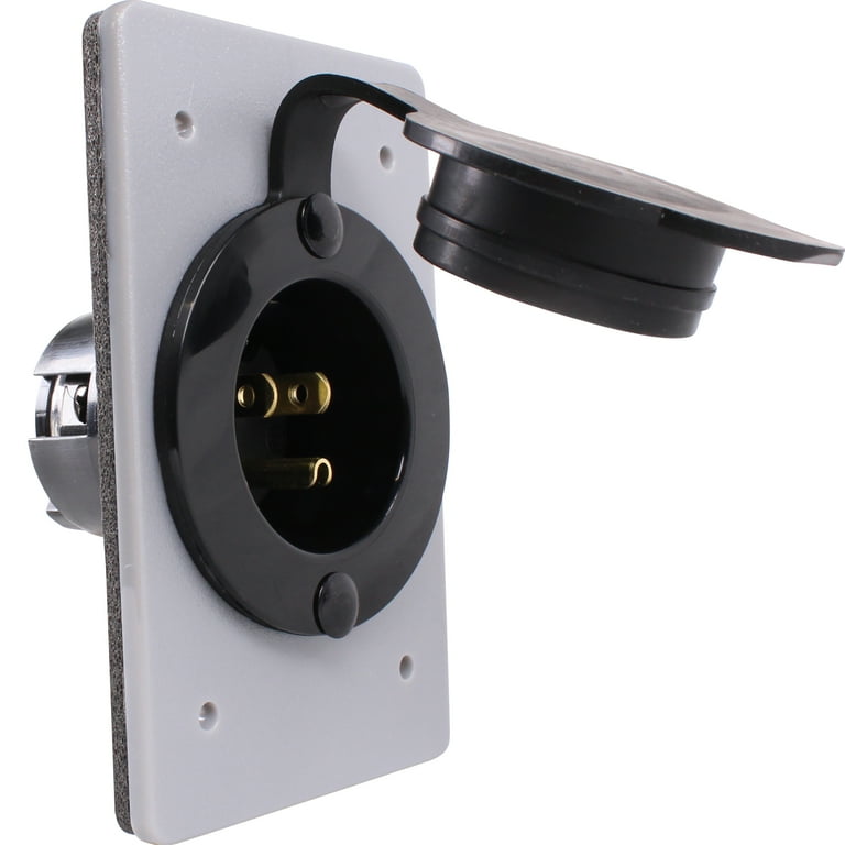 HJP-5278-CWP 15 AMP Straight Blade Flanged Male Power Inlet