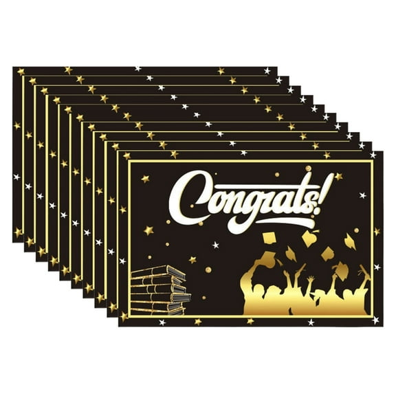​HJQEQVD 10 Pack Graduation Hat Greeting Card - Class of 2025 Invitation Card with Gold Foil Embossing for High School College Ceremony