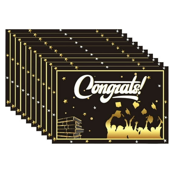 HJQEQVD 10 Pack Graduation Hat Greeting Card - Class of 2025 Invitation Card with Gold Foil Embossing for High School College Ceremony