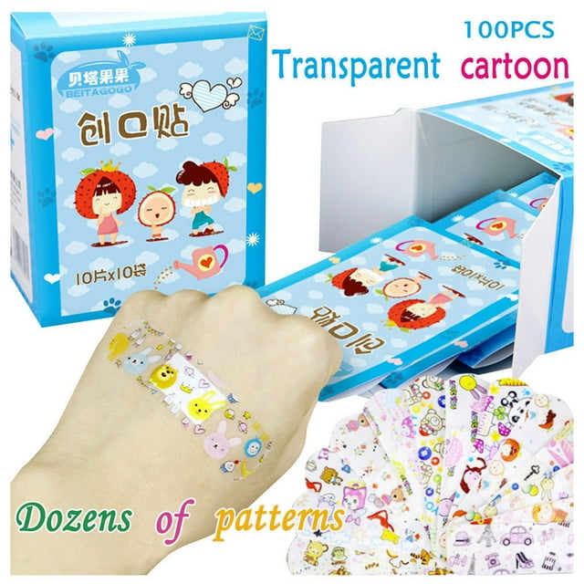 HJQEQVD 100PCS Cartoon Disposable Waterproof Square type Band Aid Adhesive Bandages