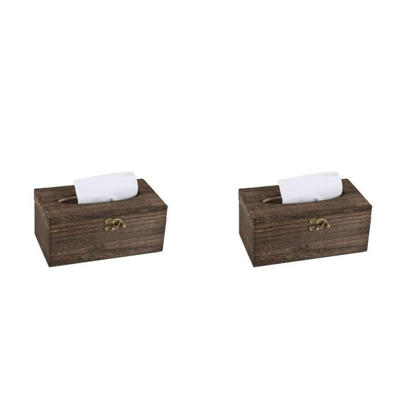 HJQEQVD 2 Pack Box Covers Rectangle Retro Square Wooden Tissue Holder Tissue Cover for Home Office Car Automotive Decoration Rectangle Tissue Box Cover,A 22x12x10cm