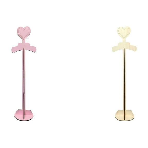 HJQEQVD 2 Pack USA Heart Shaped Dress and Outfit Stand | Baby Shower Decorations for Girl or Boy | Hand Assembled Solid Wood Baby Hangers Display Set for Baby Layette Set, Dresses, or Onesie