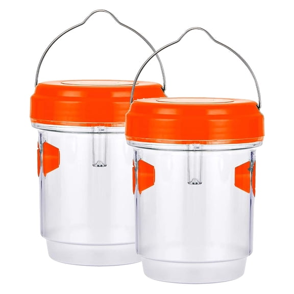 HJQEQVD 2 Pcs Solar Wasp Traps Solar Powered Wasp Killer Hanging with Uv Led Light Reusable Bee Trap Catcher Outdoor for Hornets Wasp Traps for Hunting Wasps Bees Hornets Insects