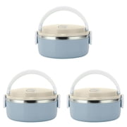 HJQEQVD 3 Pcs Thermos For Hot Food, Lunch Box, Thermal Lunch Box Stackable Hot Food Insulated Box 304 Stainless Steel Round Lunch Box Sealed Food ContainersSingle Layer-Blue