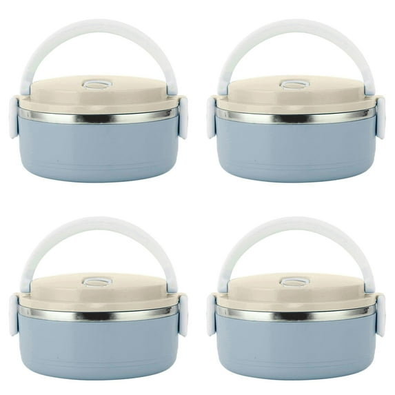 HJQEQVD 4 Pcs Thermos For Hot Food, Lunch Box, Thermal Lunch Box Stackable Hot Food Insulated Box 304 Stainless Steel Round Lunch Box Sealed Food Containers(Single Layer-Blue)