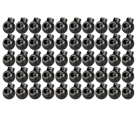 HJQEQVD 50 Pcs Single Hole Cord Lock Plastic Toggle Single Hole Spring Loaded Elastic Drawstring Rope Cord Locks Clip Ends Round Ball Shape Luggage Lanyard Stopper Sliding Fastener Buttons