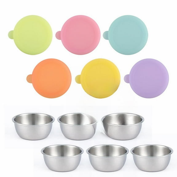 HJQEQVD 6 Pack Small Condiment Containers with Lids Salad Dressing Container to Go Stainless Steel Sauce Container with Silicone Lids Leakproof Reusable Small Dipping Sauce Cups with Lids
