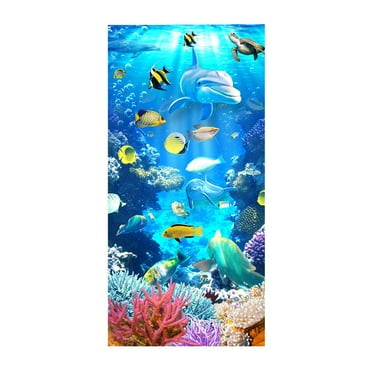 HJQEQVD Bath Towels Clearance Fish Beach Towel Undersea Marine Colorful Fish and Coral Lightweight Compact Sand Free Quick Dry Oversized Pool Swimming Towels for Girls Women Adults