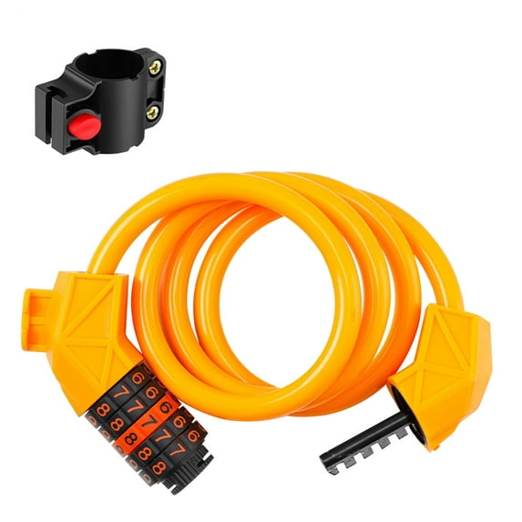 HJQEQVD Bike Lock Cable 4 Feet Bike Cable Lock Basic Self Coiling Kids Bike Lock Combination with Complimentary Bracket D & One Size