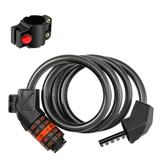 HJQEQVD Bike Lock Cable 4 Feet Bike Cable Lock Basic Self Coiling Kids Bike Lock Combination with Complimentary Bracket E & One Size