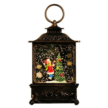 HJQEQVD Christmas Snow Globe Flying Santa Scene Musical Snow Water Lantern Swirling Glittering Home Decoration and Gift Battery Operated Christmas Decorations Snow Globe