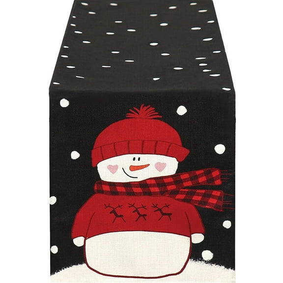 HJQEQVD Christmas Tablecloth, Christmas Table Decorations Table Cloth for Rectangle, Snowman Snowflake Wreath Tablecloths Polyester Vintage, Christmas Table Cover for Picnic Party Dinner Black
