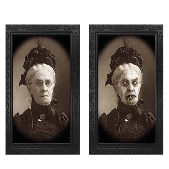 HJQEQVD Halloween Moving Picture Frame, 3D Changing Face Horror Portrait Scary Decoration for Home Halloween Party, Castle, Haunted House Decor