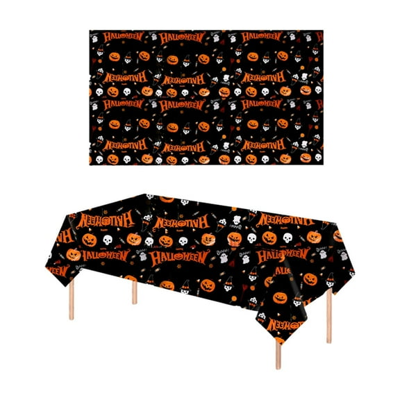 HJQEQVD Halloween Tablecloth Pumpkin Spider Web Bats Patterns Decor Halloween Table Cover Rectangular Cloth Halloween Tablecloth for Halloween Party Decorations 54×108 in