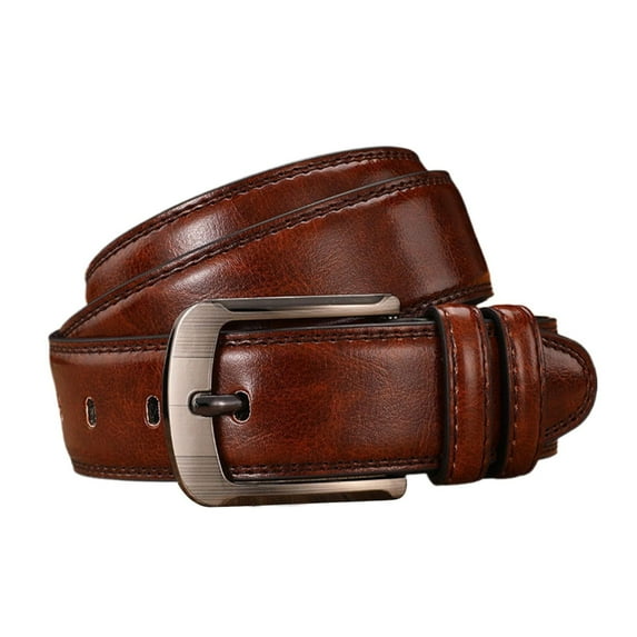 HJQEQVD Mens Reversible Leather Belt Leather Belts for Men 1" Wide with Rotated Buckle Great for Jeans Casual & Business Work Outdoors Camping Coffee