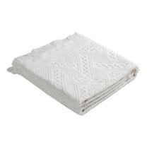 HJQEQVD Modern Cotton Geometric Picnic Mat Blanket Throw with Fringe for Chair Couch Picnic Camping Beach Keep Cozy with Everyday Use for Outdoor White