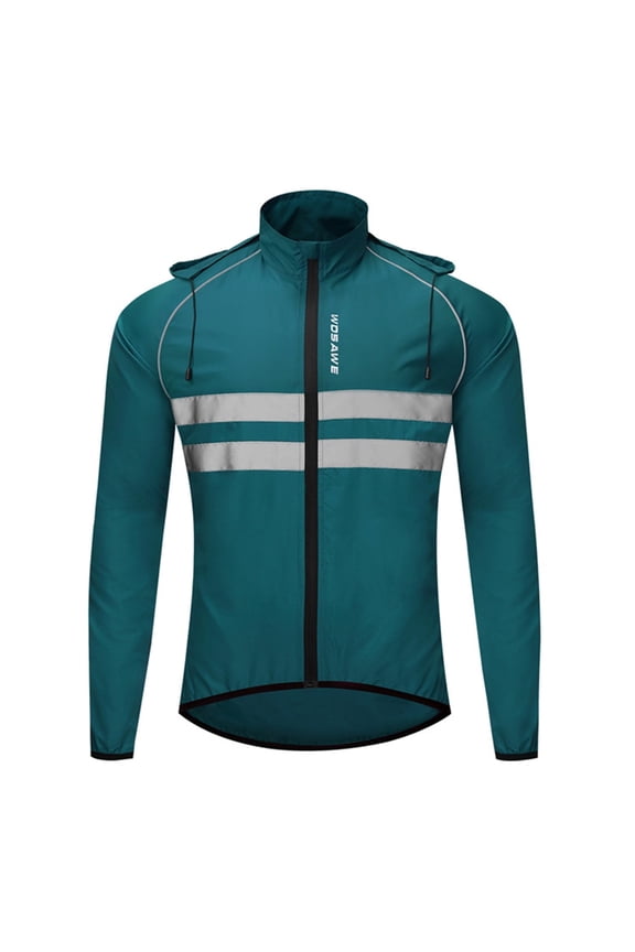 Packable Cycling Jacket Hooded Running Coat Lightweight Biking Windbreaker Outdoor Party Essentials Navy