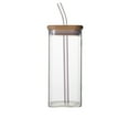 thumbnail image 1 of HJQEQVD High Borosilicate Glass Cup with Square Mouth, Thermostable Horizontal Design for Coffee/Milk/Juice, Covered Lid & Heat-Resistant Base, 1 of 9