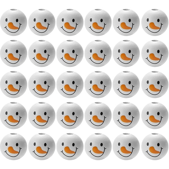 HJQEQVD Snowman Face Wooden Beads 20 Mm Natural Face Ball Wooden Beads Christmas Wooden Beads Snowman Split Wooden Beads for Decorating Your Christmas Season