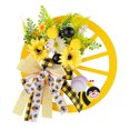 thumbnail image 1 of HJQEQVD Spring Yellow Flower Wreath with Wooden Wagon Wheel - Bow Accent Front Door Decor for Farmhouse Porch Seasonal Decoration Faux Floral Rustic Display, 1 of 9