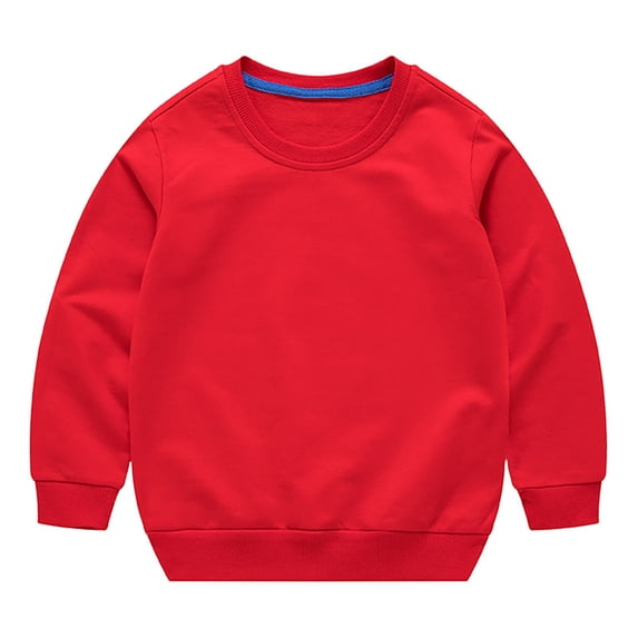 HJQEQVD Toddler Boys Pullover Sweatshirt Sweatshirt for Boys Toddler Boys Girls Solid Color Long Sleeve Round Neck Pullover Sweatshirt Crewneck Neck Kids Sweatshirts Boys,Red 4-5 Years
