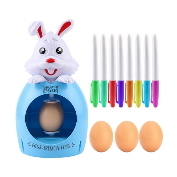 HJQEQVD Tosekry Easter Egg Decorating Kit Easter Gifts for Kids, DIY Egg Decorator Coloring Spinner with 3 Eggs & 8 Colorful Markers, Basket Stuffers for Girls Children Craft Activities