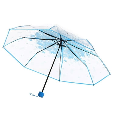 HJQEQVD Transparent Clear Umbrella 3 Fold Umbrella Small Travel Umbrella Compact Mini Windproof and Strong