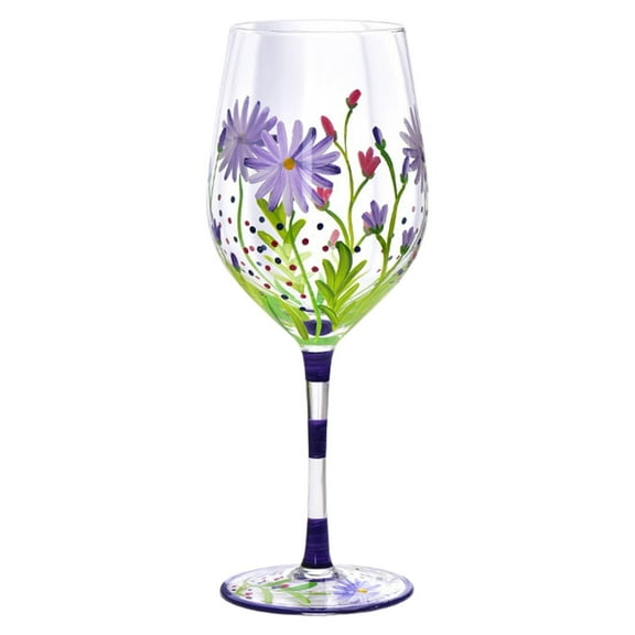HJQEQVD Watercolor Floral Wine Glasses Hand Painted Wine Glass with Stemmed Spring Leaves Colored Wine Glasses for Home Office Decor Ornament Gifts