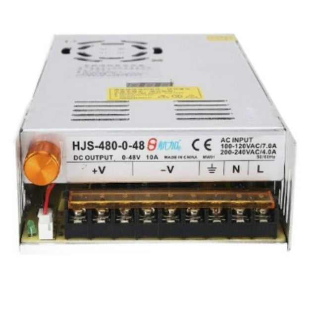 HJS-480-0-48 Adjustable DC Power Voltage Converter AC 110V-220V to DC 0-48V Module Switching Power Supply Digital Display 480W Voltage Regulator Transformer Built in Cooling Fan