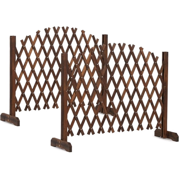 HJTER 2 PCS Extendable Garden Fence, 81" Extendable Solid Wooden Fence, Portable Garden Gate for Patio, Yard, Garden, Pet Barrier & Plant Climbing Support