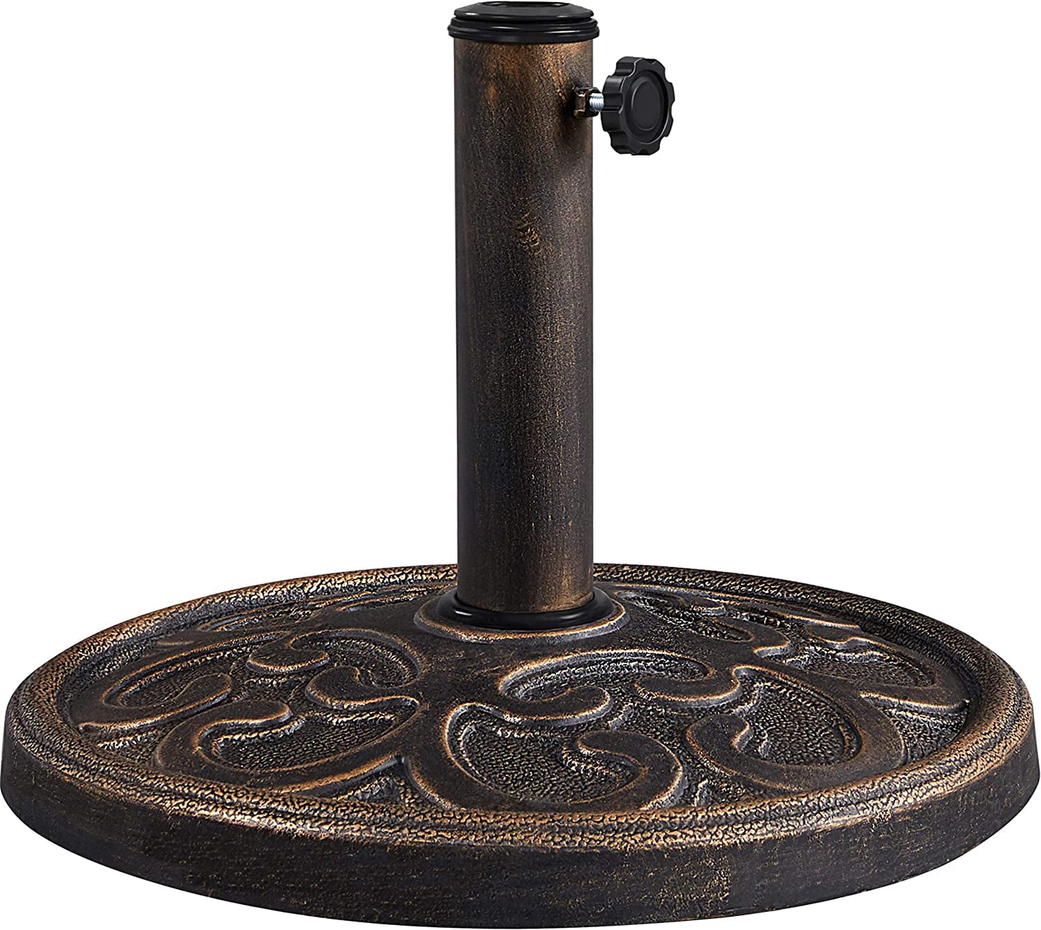 HJTER 22lbs Umbrella Base Stand Heavy Duty Outdoor Patio Umbrella Stand for Deck, Garden, Lawn - Bronze
