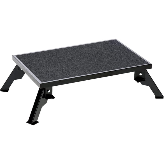 HJTER 24 x 16 Adjustable RV Platform Step, Heavy-Duty Rust-Resistant Steel, Portable Step Stool for Campers, 4 and 8 Height, 300 lbs Capacity, Non-Skid Surface & Folding Legs