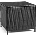 thumbnail image 1 of HJTER 27 Gallon Outdoor Deck Box, Wicker Outdoor Storage Box with Lid, Small Storage Bin Container for Outside and Patio, Patio Rattan Side Table for Yard Porch (Black, Square), 1 of 7