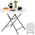 thumbnail image 1 of HJTER 32 Inch Round Folding Table, Indoor Outdoor Portable Plastic Dining Card Table High Top Cocktail Table for Camping Picnic Party Wedding Event, White, 1 of 9