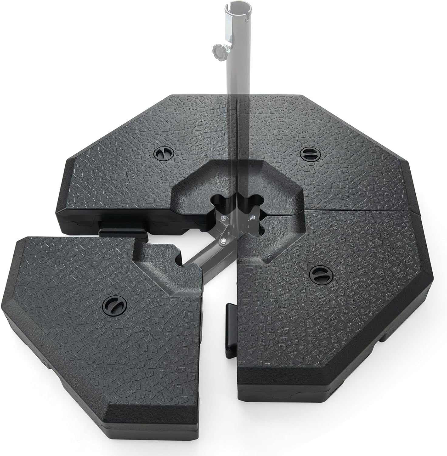 HJTER 4 Piece 350 lbs Patio Umbrella Base, Octagon Shaped Water & Sand Filled Outdoor Weighted Umbrella Base Plate, 41" x 41" Umbrella Stand for Cantilever Offset Large Umbrella