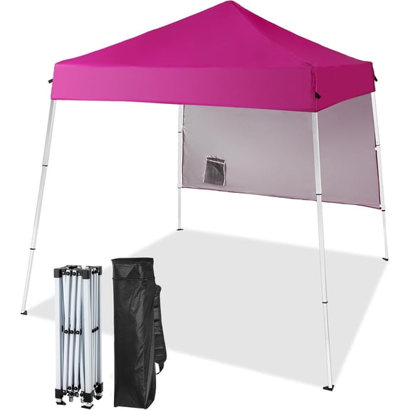 HJTER 6'x6' Pop Up Canopy Tent Commercial Instant Gazebo Tent, Waterproof & UV Protection Canopy Tent with Slant Legs & 1pc sidewall for Party Wedding Birthday BBQ Events