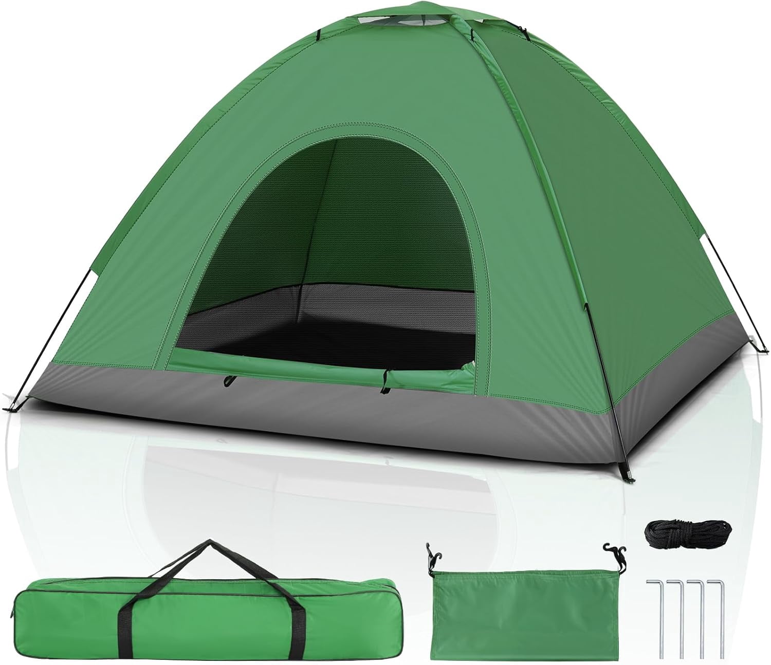 HJTER Camping Dome Tent, 1-4 Person Waterproof Windproof Easy Setup Spacious Family Tents with Carry Bag & Rain Fly for Hiking Backpacking Traveling Glamping Beach