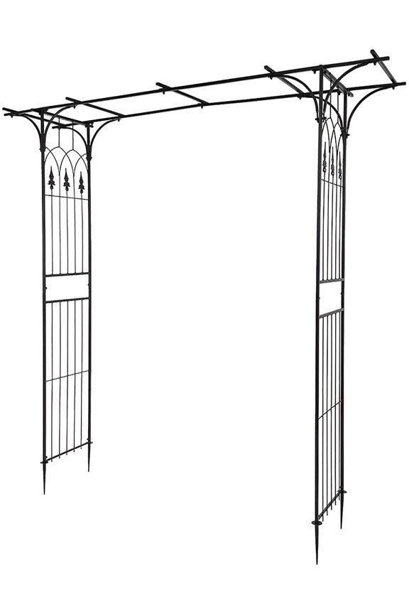 Garden Arbor, Arch Archway for Wedding Ceremony Party, Steel Garden Trellis for Plant Climbing, Christmas Decorations Pergola for Backyard, Lawn (Black)