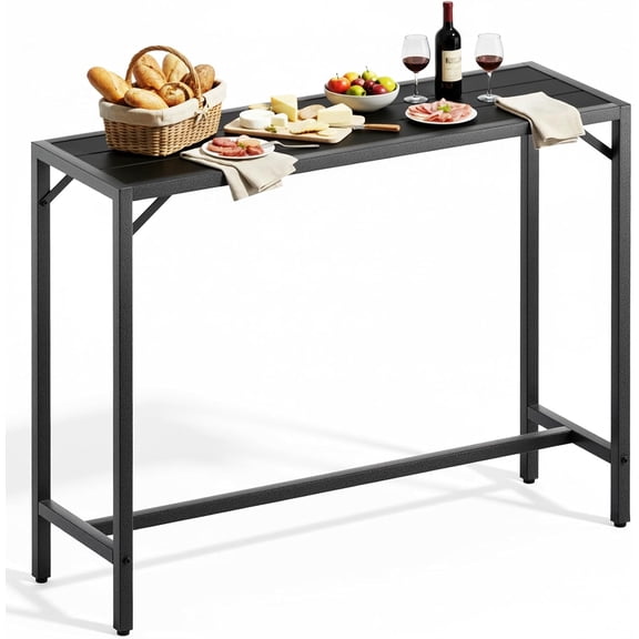 HJTER Outdoor Bar Table, 47" Patio Counter Height Table, High Top Furniture w/HDPE Top, E-Coating & Hammer-Finish Frame, Adjustable Foot, All Weather for Hot Tub,Balcony,Poolside,Kitchen
